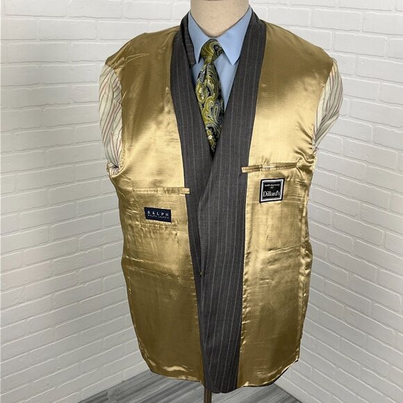 Ralph Lauren Blazer Men 46R Gray White Tan Pinstripe Cashmere Wool Jacket - Picture 6 of 16